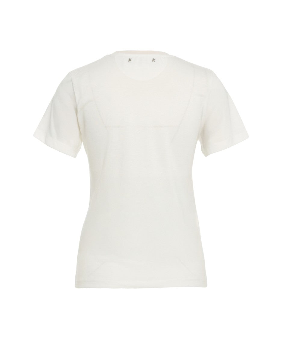 Golden Goose Embroidered Logo T-Shirt In Soft White Cotton