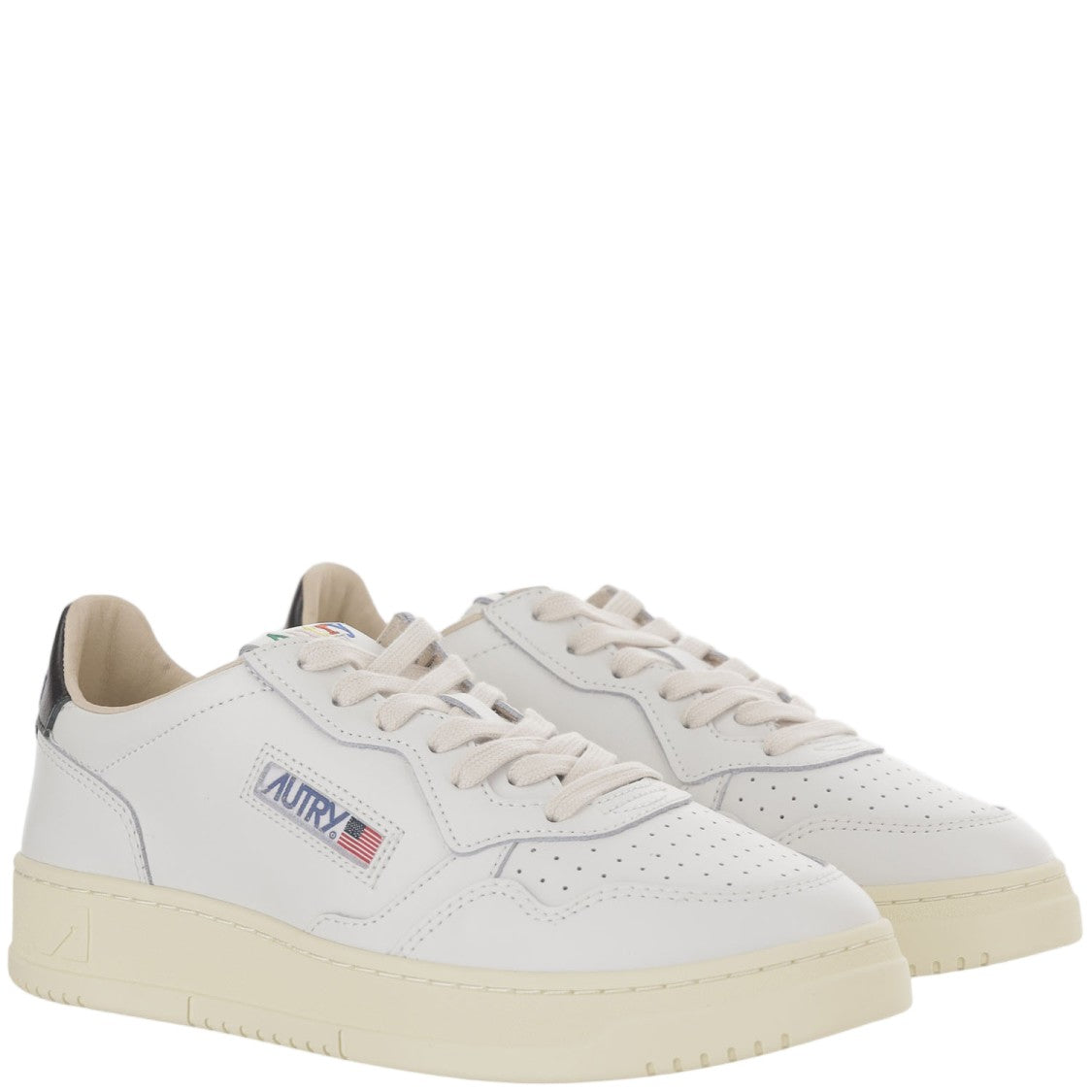 Autry Panel Design Low Leather Sneakers With Logo Accents