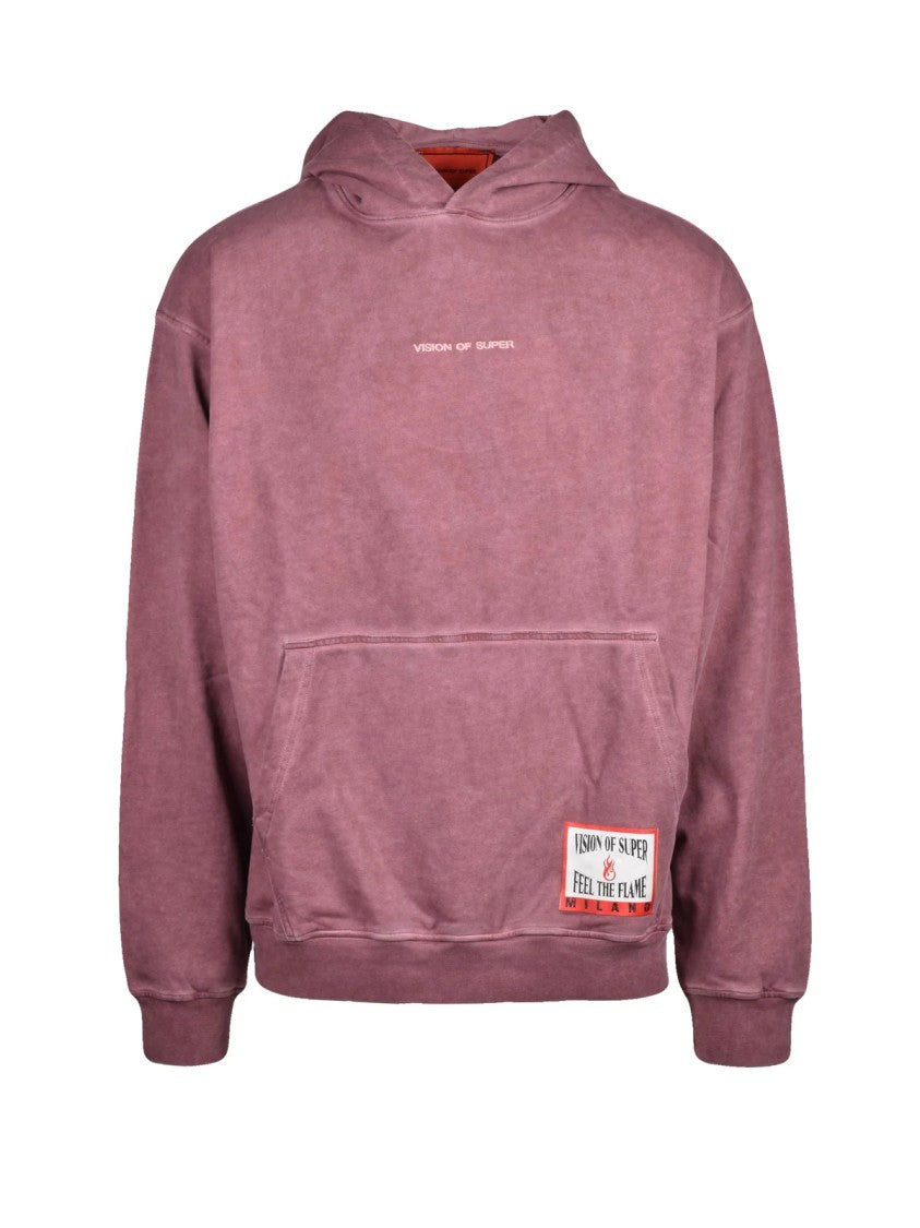 Vision Of Super Antique Pink Relaxed Fit Hooded Cotton Sweatshirt