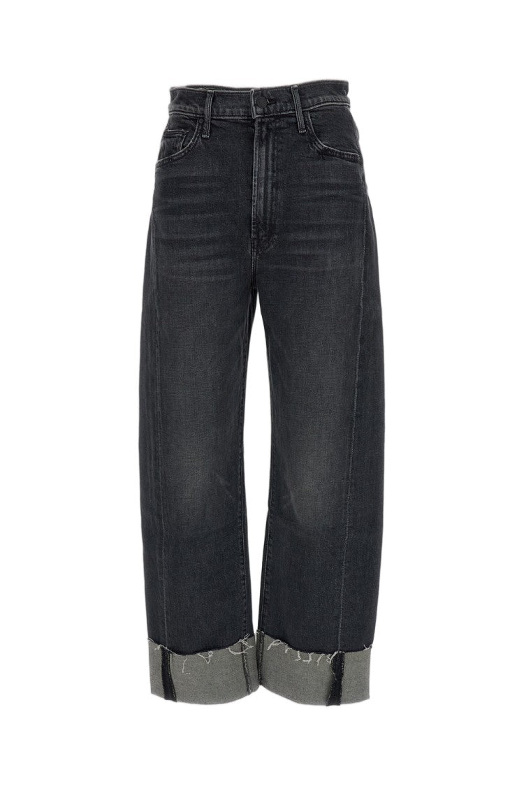 Mother Washed Black The Half Pipe Flood Fray Stretch Jeans