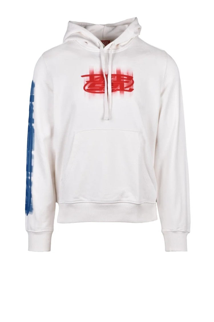 Diesel White/Red Cotton Men's Hoodie