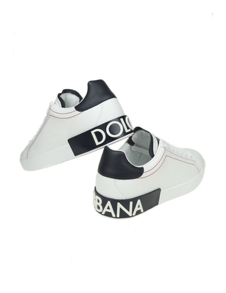 Dolce & Gabbana Portofino Sneakers In White Nappa Calfskin