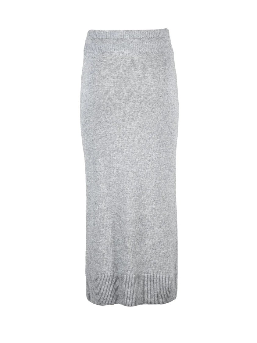 Ermanno Scervino Long Knit Skirt With Elegant Side Slit And Ribbed Hem