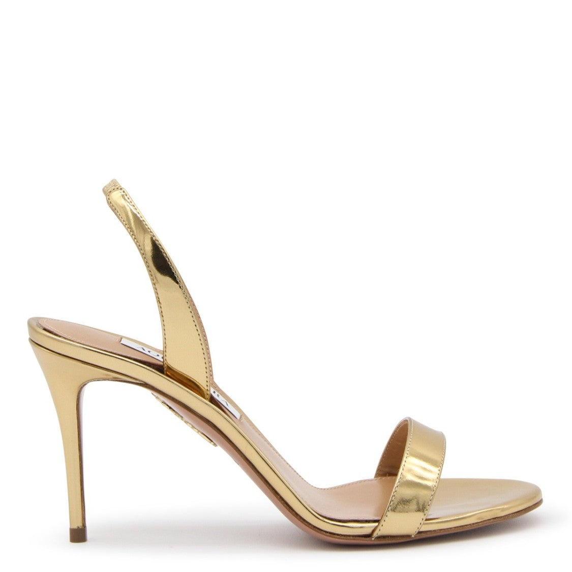 Aquazzura Gold Leather Slip On Sandals