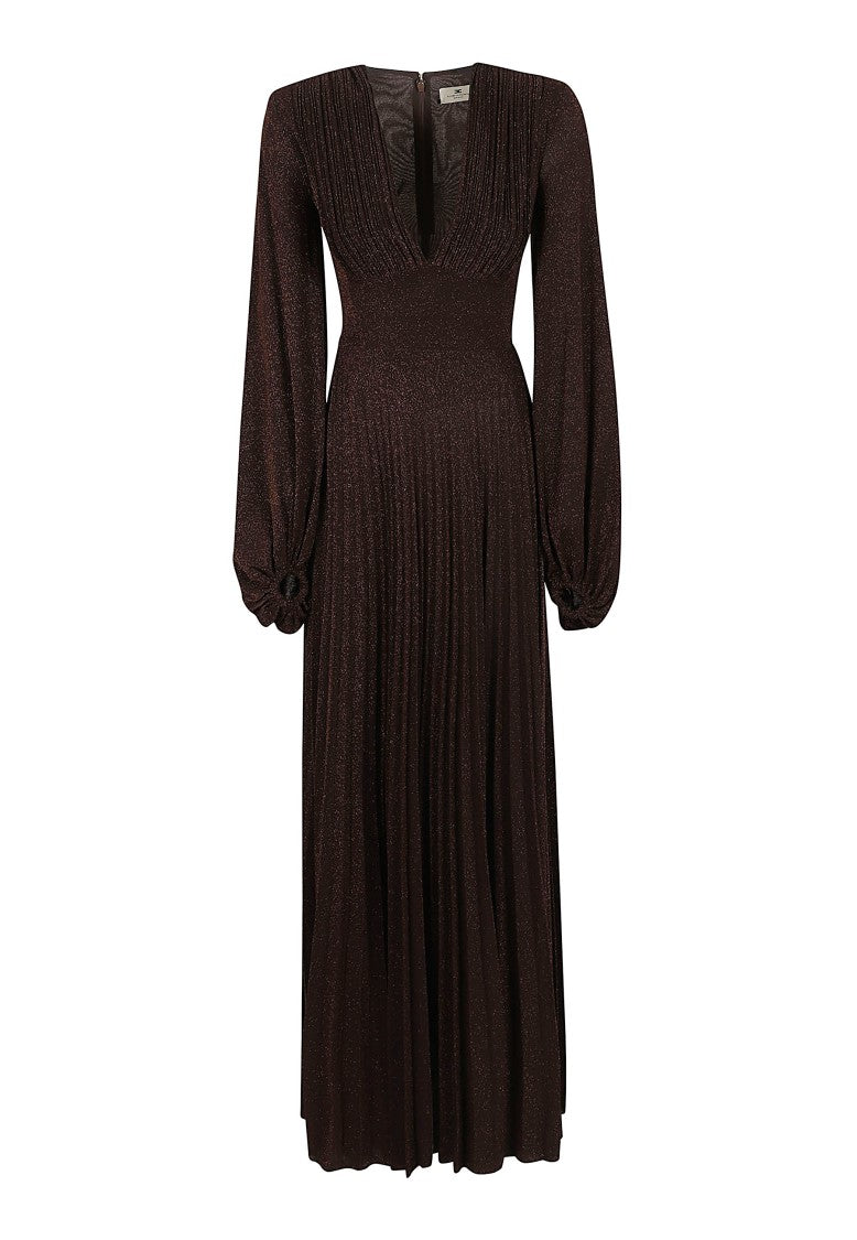 Elisabetta Franchi Slim-Fit Lame Jersey Double-Slit Evening Dress