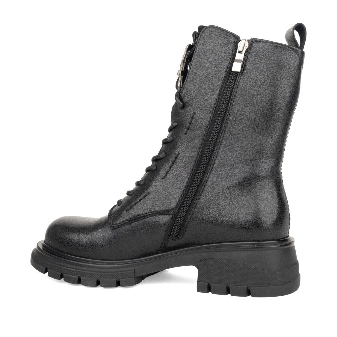 Linda Baumann Black Lace-Up Chunky Rubber Sole Leather Ankle Boots