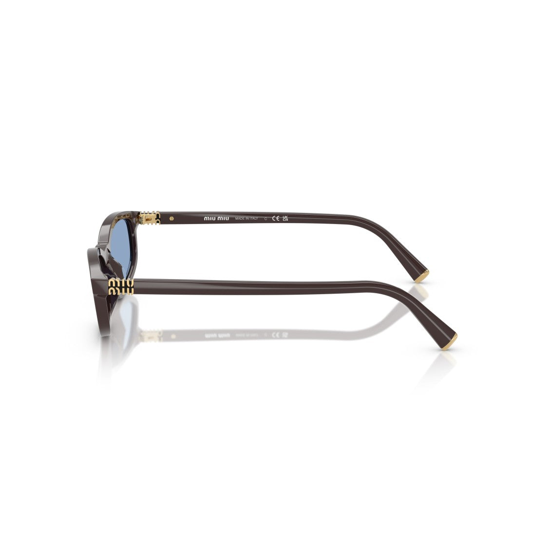 Miu Miu 0Mu A06s Rectangular Acetate Sunglasses With Gold Accents