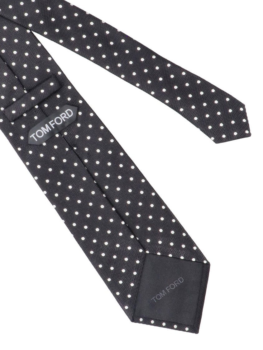 Tom Ford Adjustable Polka Dot Necktie In Smooth Mulberry Silk