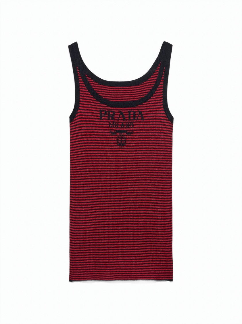 Prada Fitted Recycled Silk Knit Tank Top