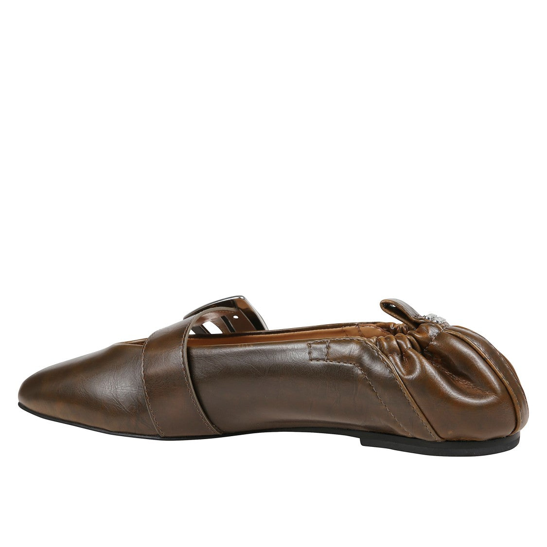 Ganni Buckle-Strap Ballet Flats