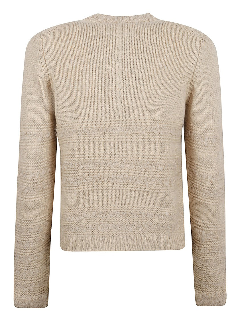 Fabiana Filippi Beige Textured Knit Sweater With Decorative Button