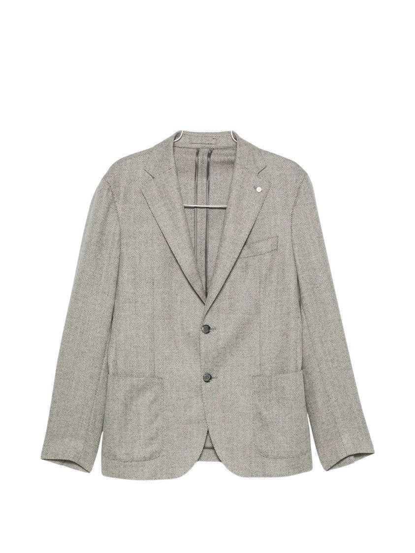 Luigi Bianchi Herringbone Single-Breasted Blazer