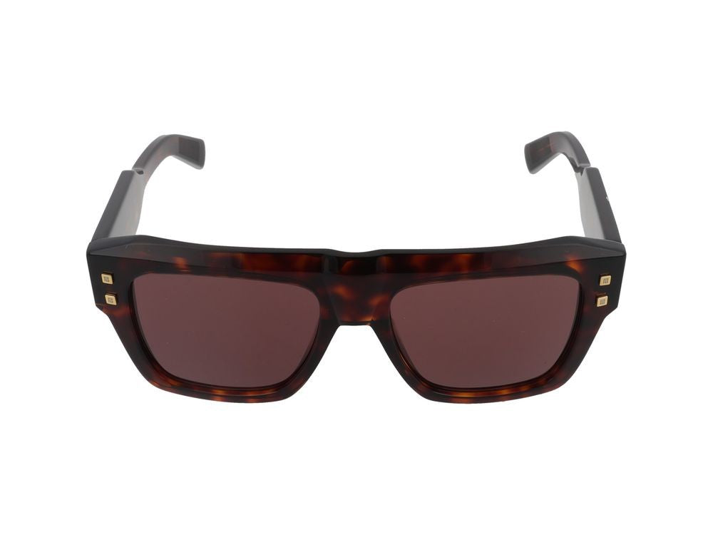 Balmain Tortoiseshell B-Scene Acetate Square Sunglasses