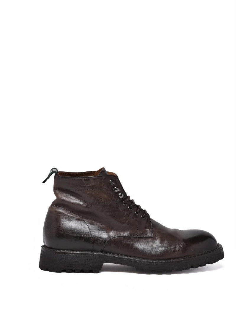 Green George Brown Leather Lace-Up Boots