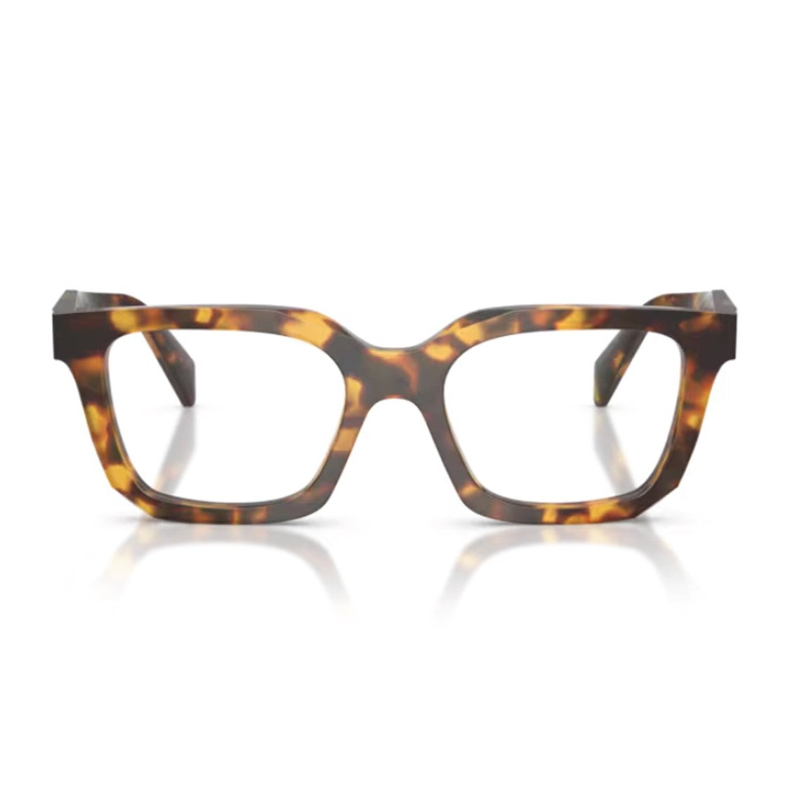 Prada Havana Pr C08v 3D Textured Square Eyeglasses