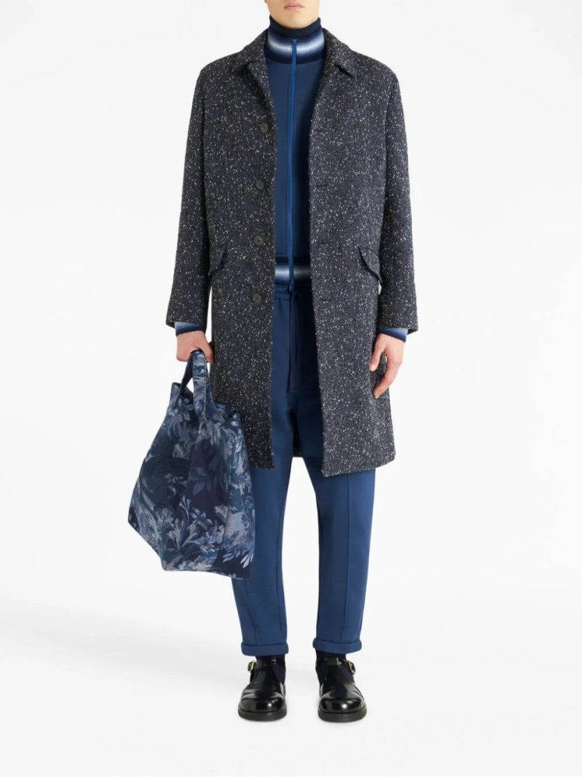 Etro Virgin Wool Coat With Design And Classic Fit