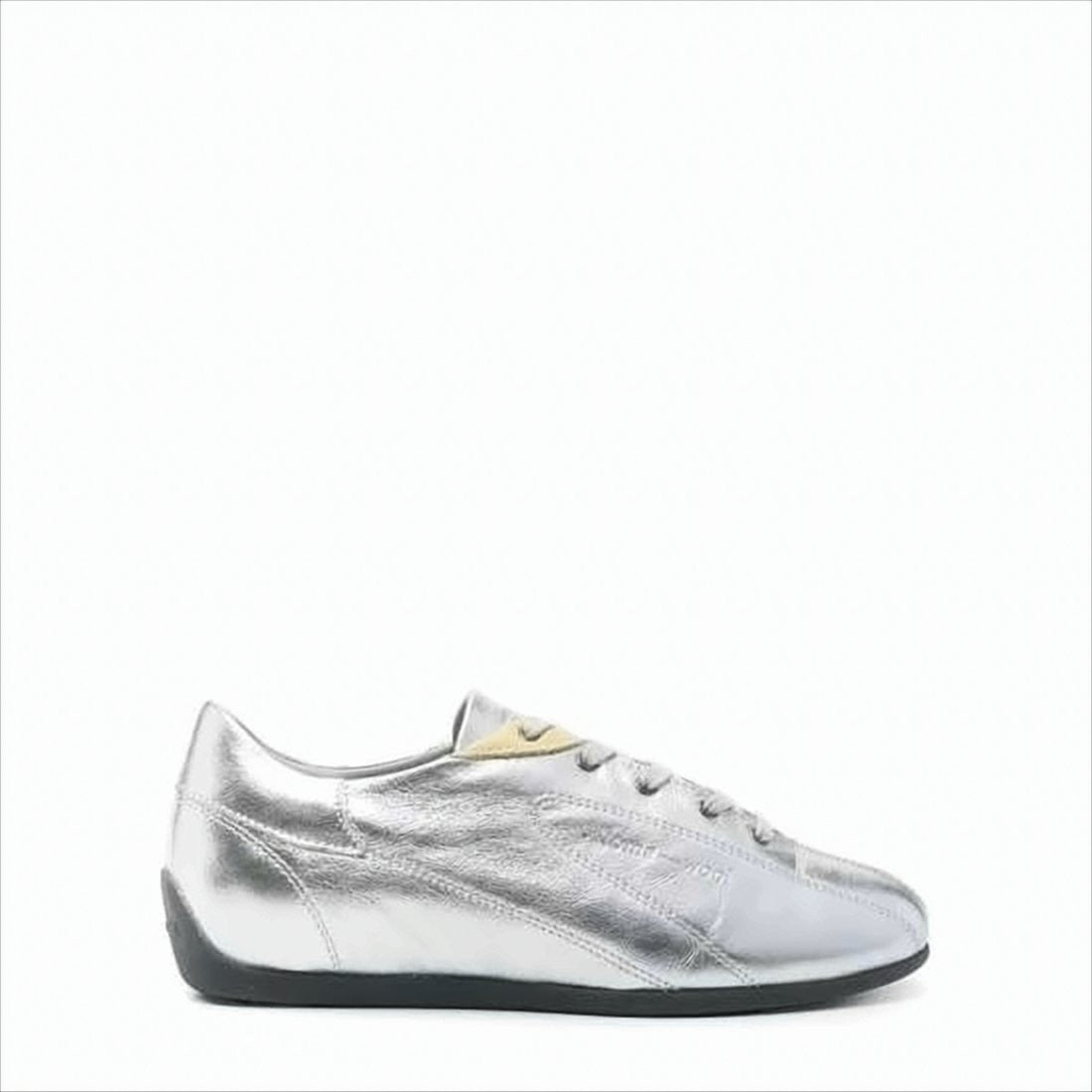 Paloma Wool Minimalist Metallic Silver Sneakers With Unique Accents
