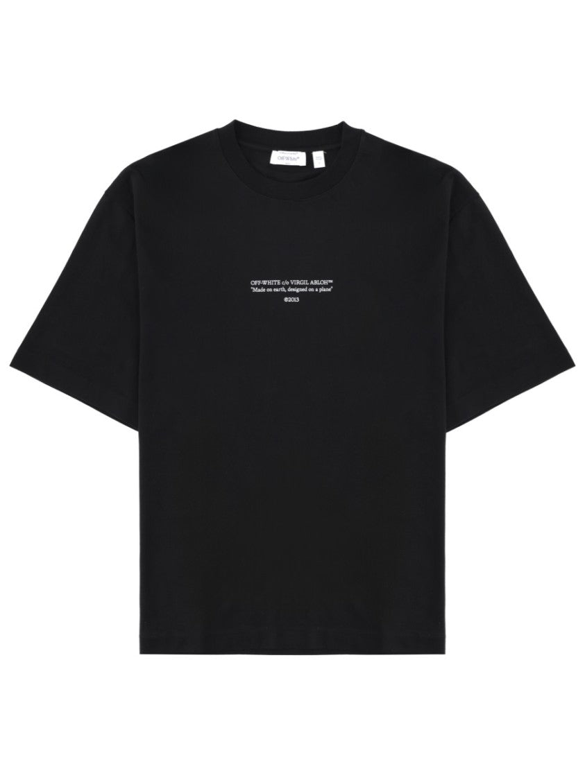Off-White Boxy Fit Black T-Shirt With Centered Logo