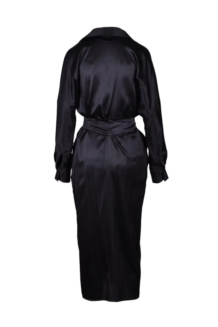 Wild Cashmere Silk Chemise Dress - Black
