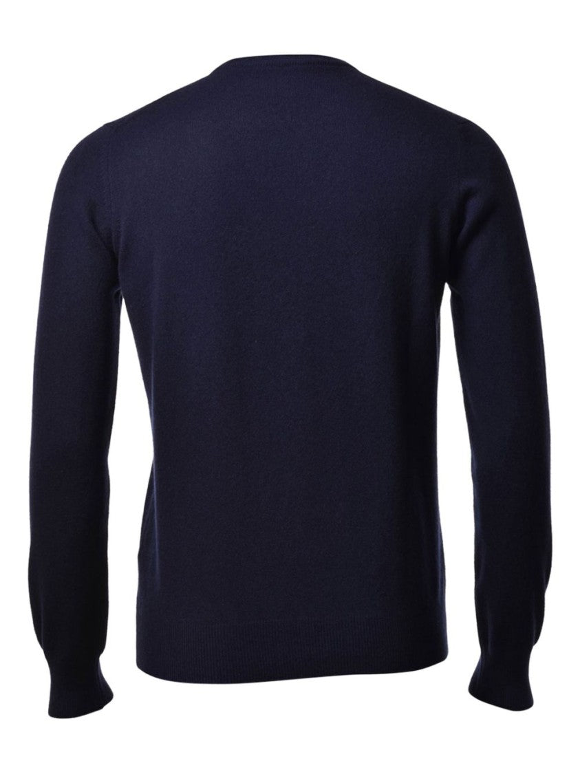 Gran Sasso Navy Blue Cashmere Crew Neck Sweate