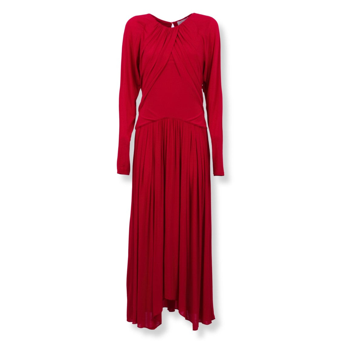 Isabel Marant Draped Bodice Midi Dress With Asymmetrical Hemline