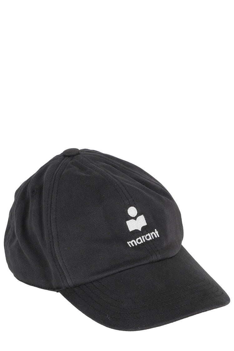 Isabel Marant Black Tomas Gz Curved Visor Logo Cotton Hat
