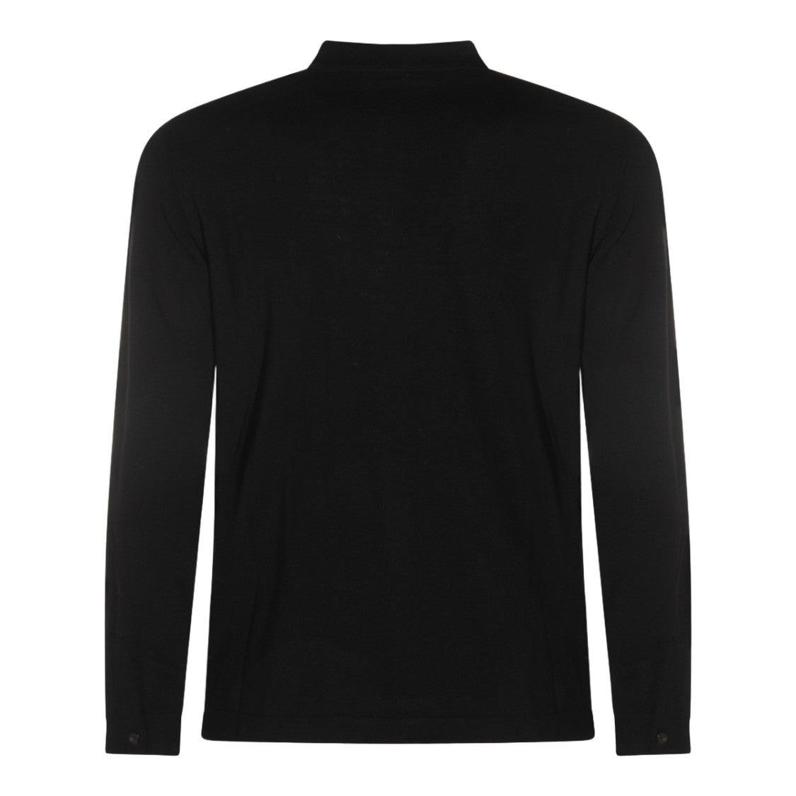Zanone Button-Up Black Sweater With Classic Collar