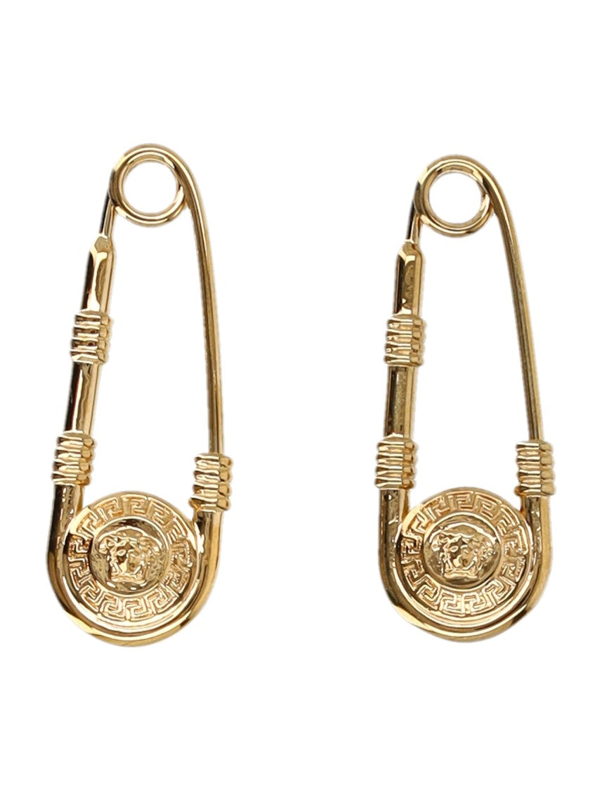 Versace Gold-Tone Safety Pin Earrings