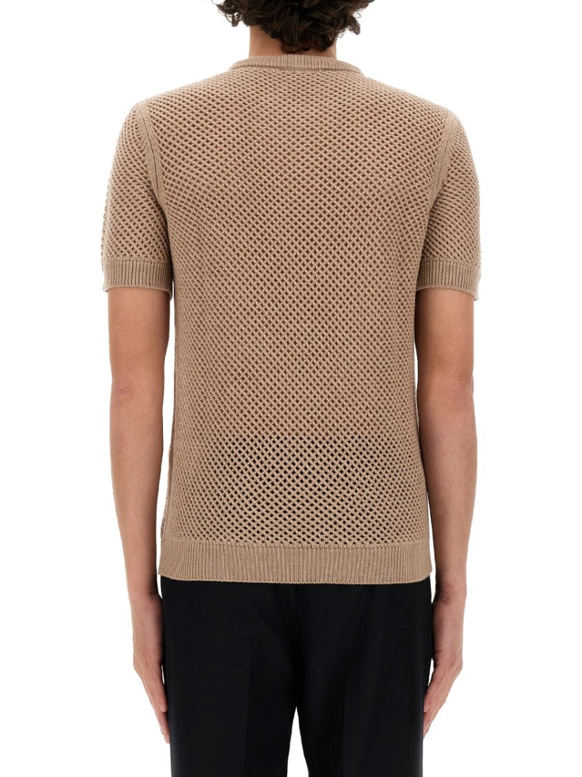 Fendi Open-Knit Wool Jersey Top