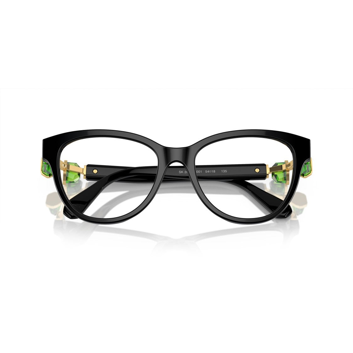 Swarovski Cat-Eye Sunglasses With Green Crystal Accents