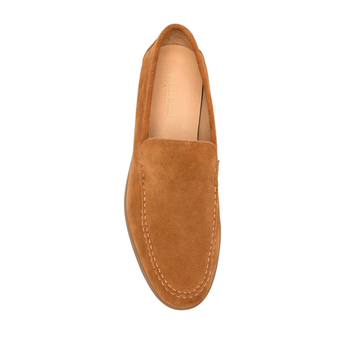 Alberto Gozzi Brown Detailed Stitching Suede Loafers