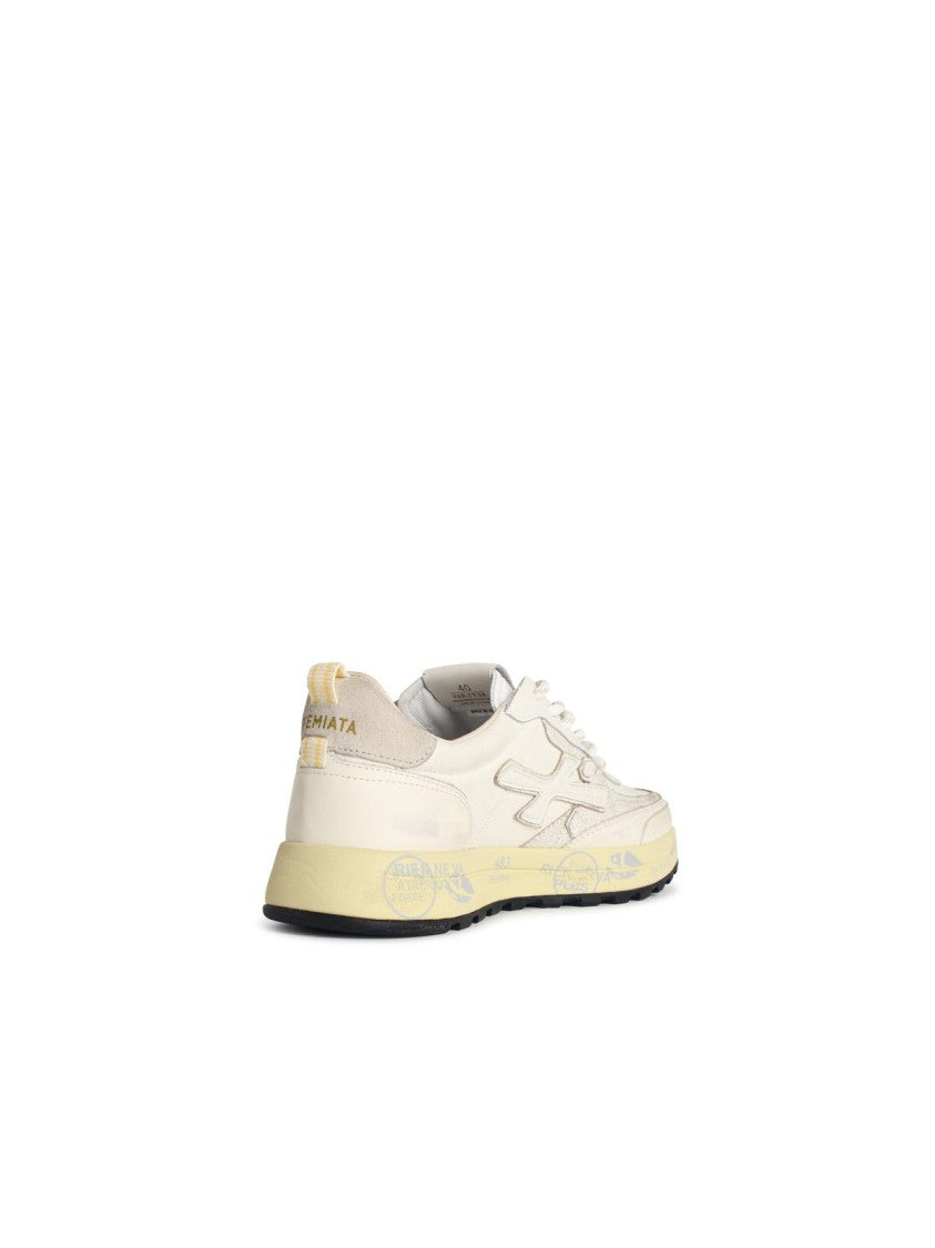 Premiata 'Nous 7738' White Leather Blend Sneakers