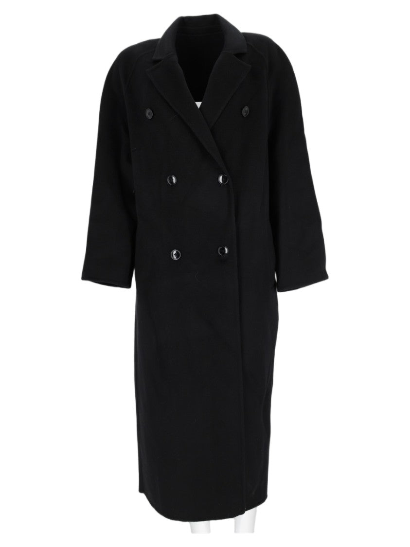 Loulou De Saison Black Long Double-Breasted Wool-Blend Trench Coat