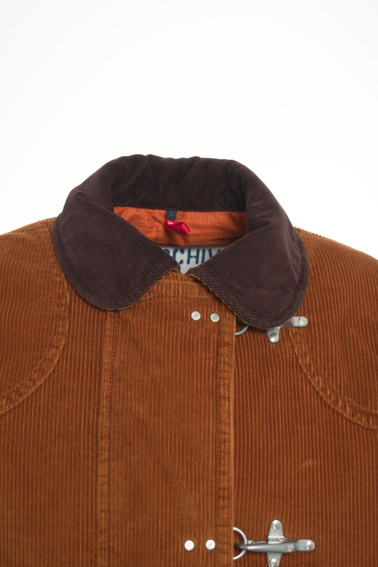 Fay Corduroy Jacket With Hook Closure And Flap Pockets