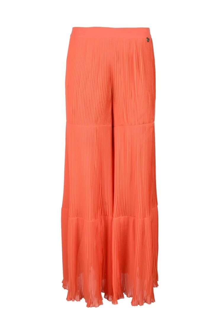 Twin-Set Pleated High Waist Trousers With Wide Leg Design