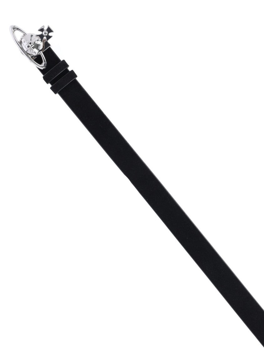 Vivienne Westwood Polished Finish Black Belt With Classic Buckle Closure