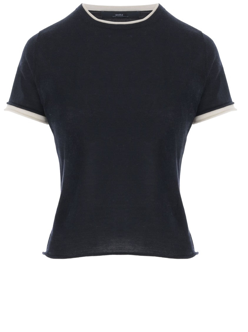 Arch4 Cashmere T-Shirt With Contrasting Edging