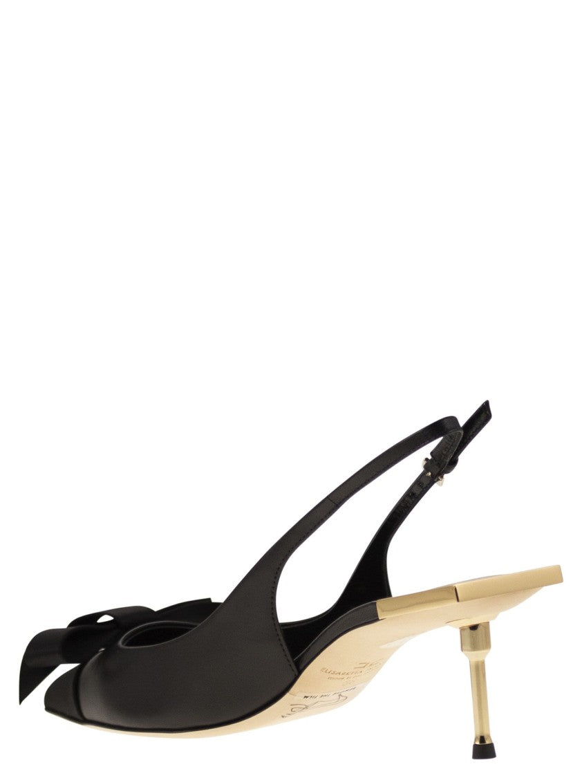 Elisabetta Franchi Nappa Leather Slingback With Satin Bow