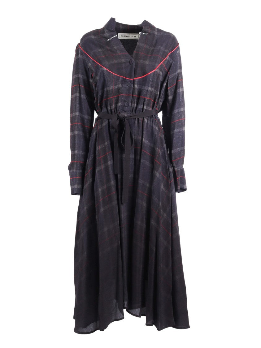 Shirt A Porter Dark Plaid Midi Dress