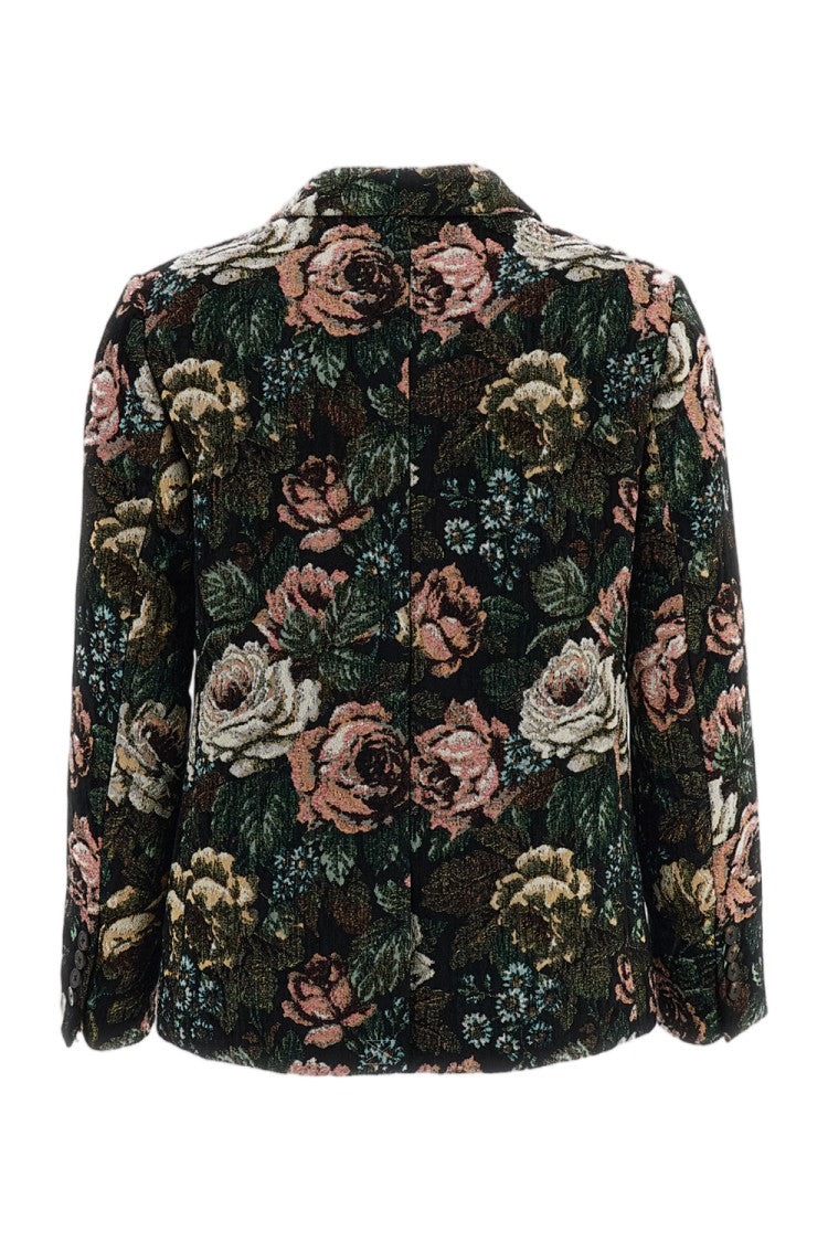 Dries Van Noten Floral Tapestry Jacquard Single-Breasted Flared Jacket