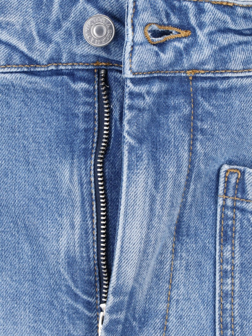 Victoria Beckham Wide-Leg High-Waisted Jeans With Logo Detail