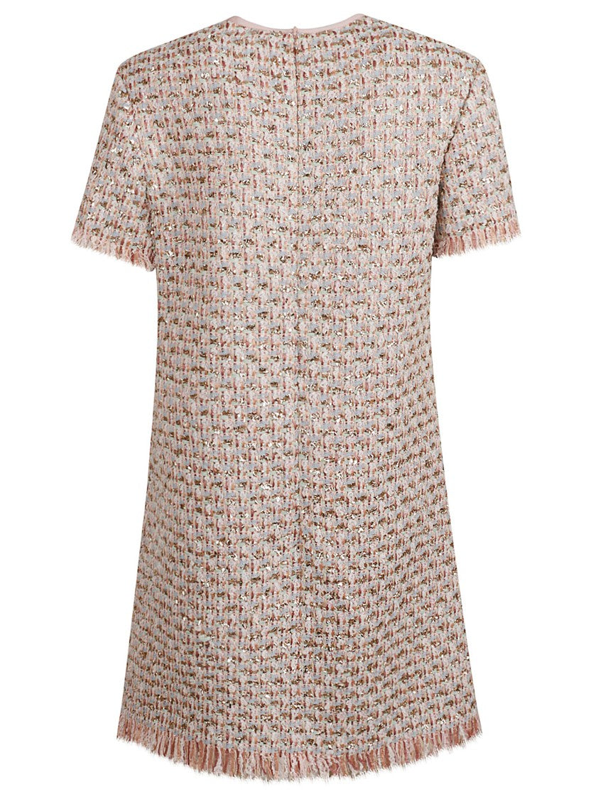 Valentino Garavani Multicolour Textured Dress With Beaded Neckline