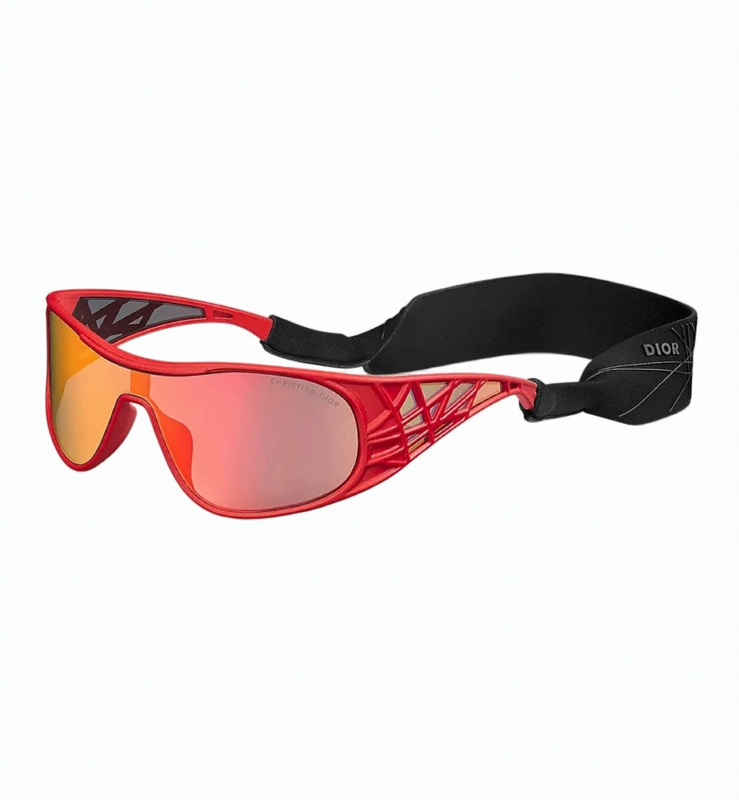 Christian Dior Red Futuristic Mirrored Gradient Lens Sunglasses