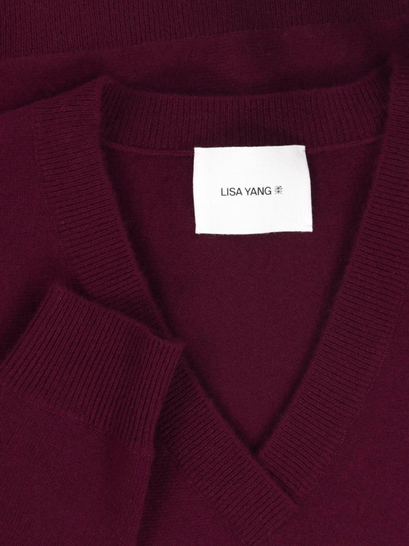 Lisa Yang Deep V-Neck Relaxed Ribbed Knit Sweater