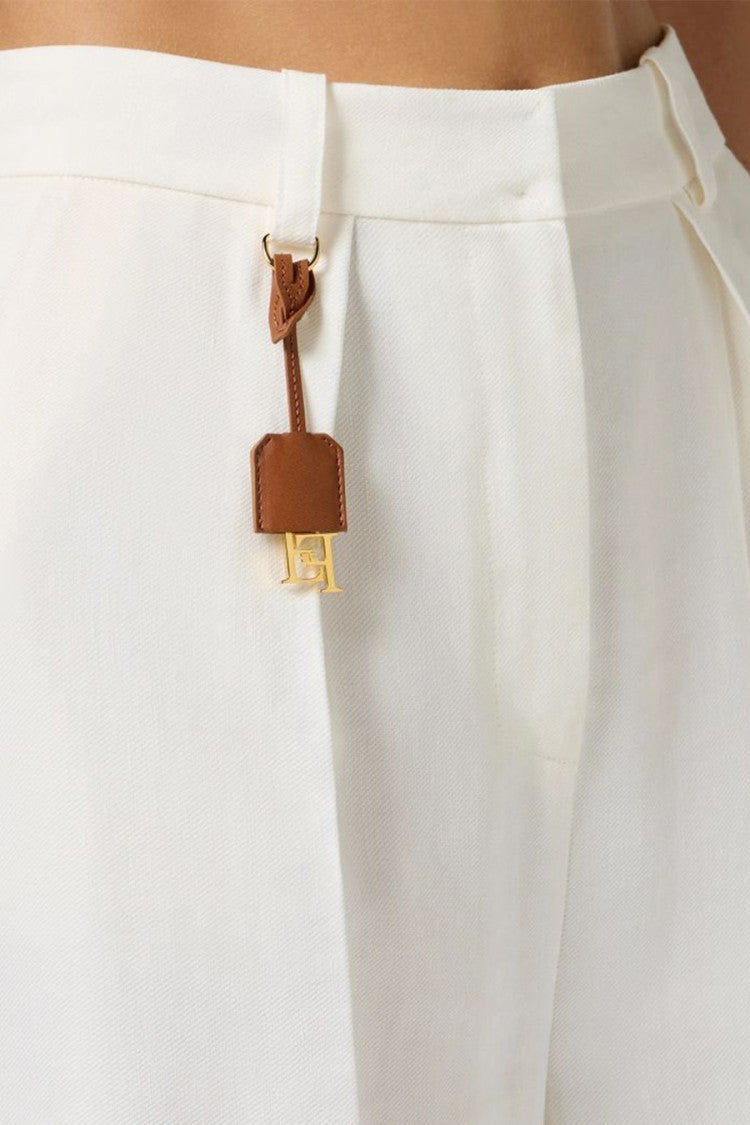 Elisabetta Franchi Tailored High-Waisted Trousers In Soft Viscose-Linen Blend