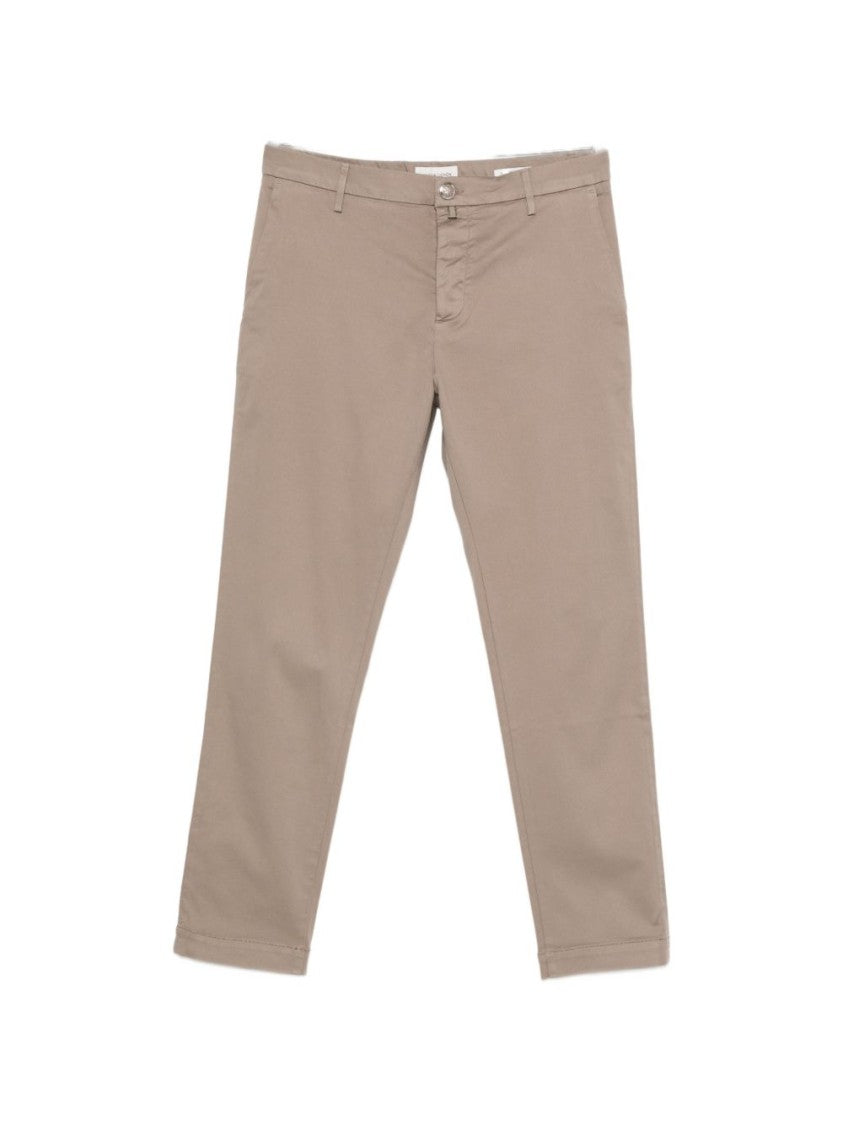 Jacob Cohen Straight-Leg Beige Pants With Button Fastening And Logo Patch