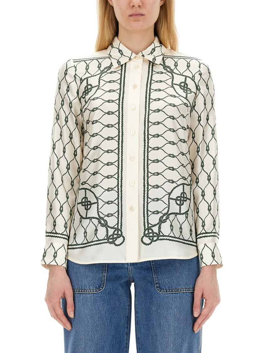 Tory Burch Printed Silk Twill Shirt