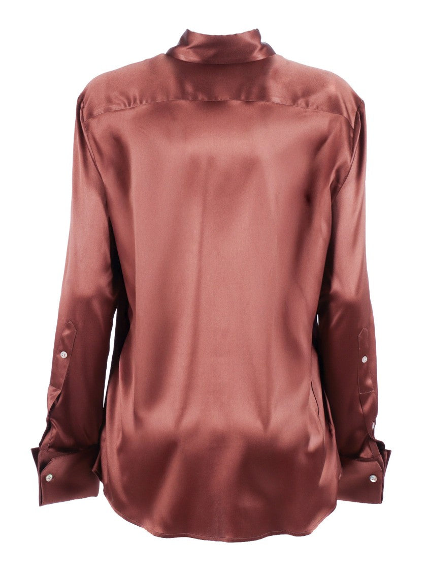 Mazzarelli Camicie Michela Satin Silk Flap Blouse