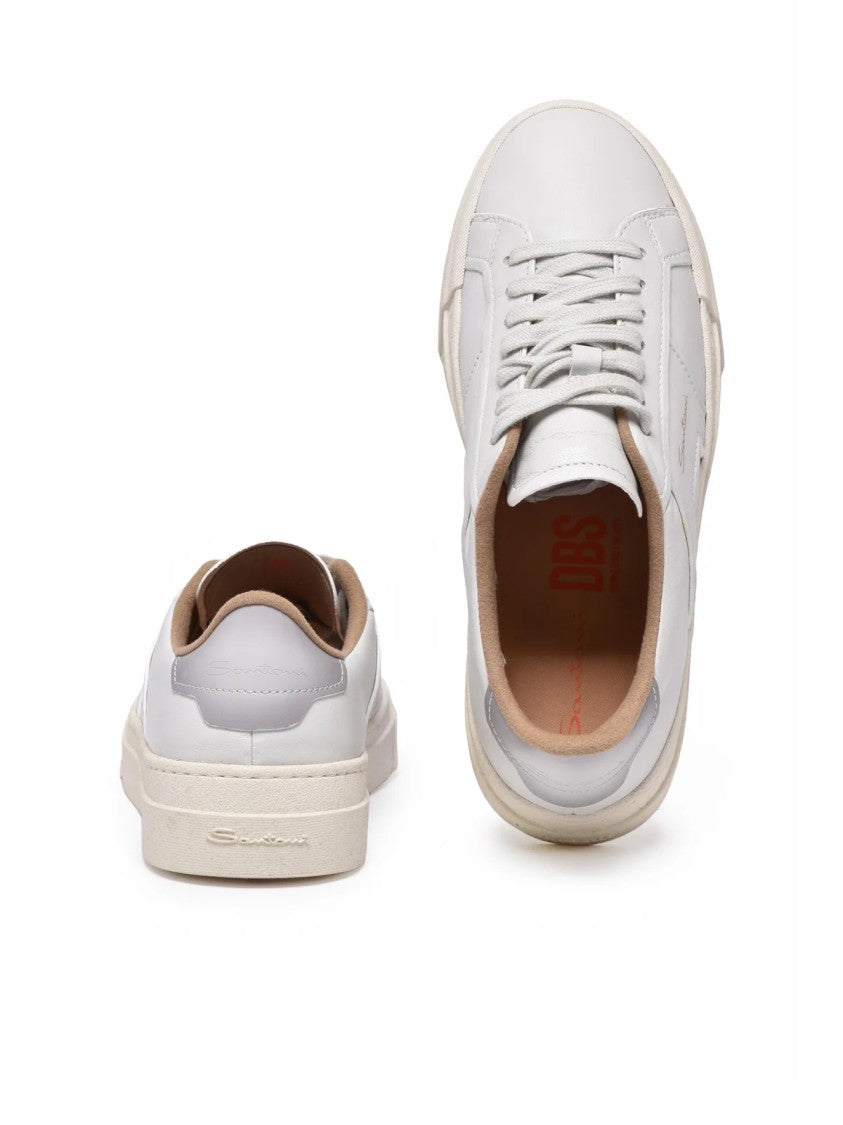 Santoni White Leather Minimalist Sneakers