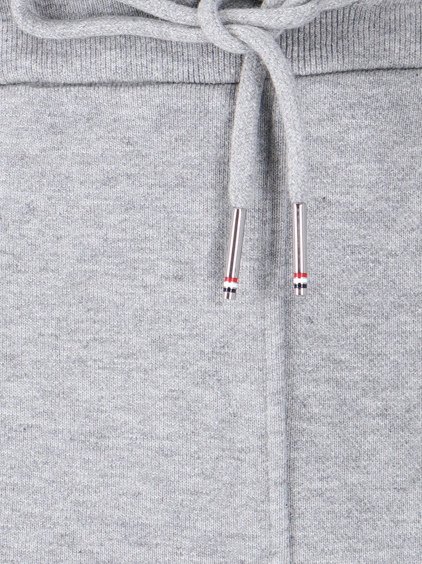 Thom Browne Relaxed Fit Heather Grey Trousers With Distinctive Stripes